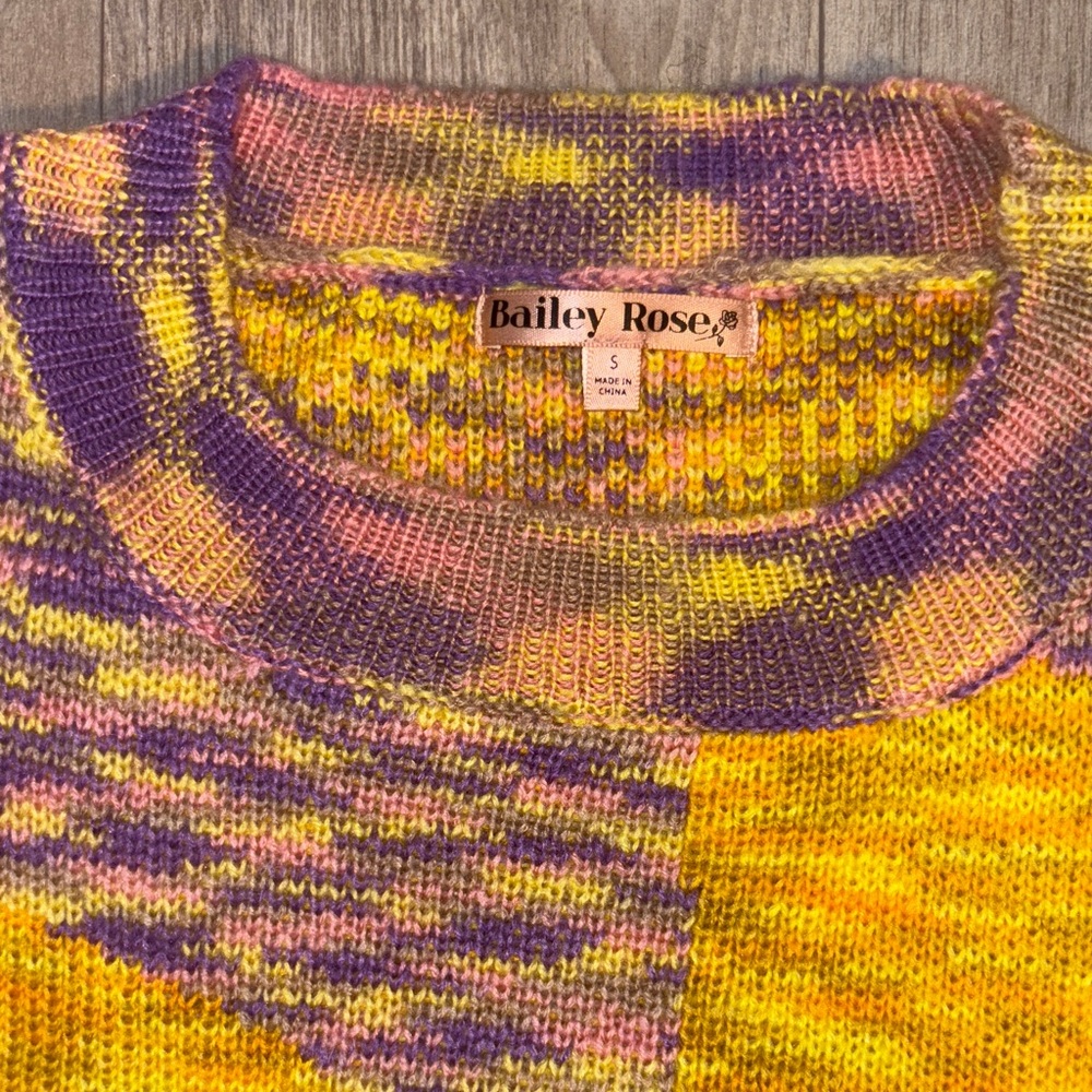 Vibrant Yellow and Purple Women's Sweater - Picture 5 of 7